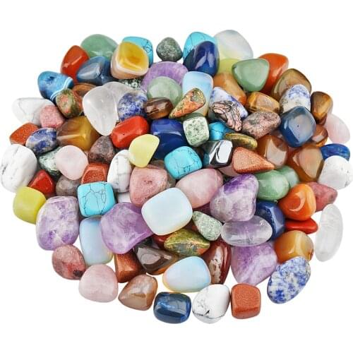 TUMBEELLUWA 1lb (460g) Tumbled Polished Stone,Irregular Crystal Quartz for Tumbling,Cabbing,Assorted Stones