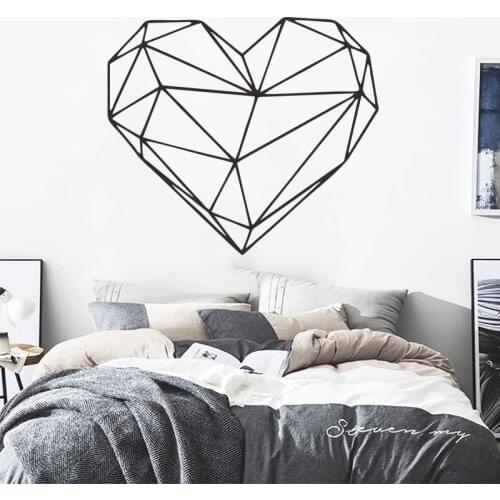 Geometric Love Heart Wall Decal Bedroom Living Room Office Simple Style Interior Decoration Vinyl Wall Sticker Removable