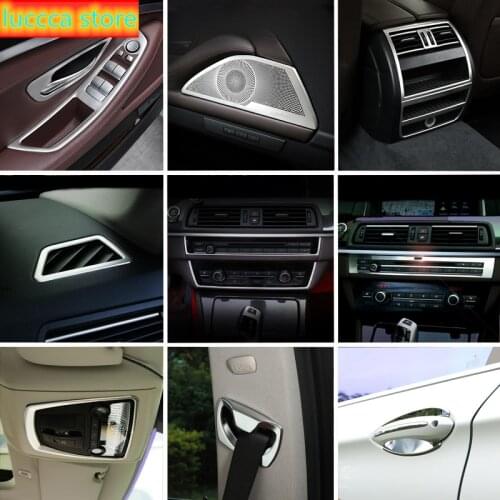 Car Inner Door Audio Speaker Gearshift Panel Door Armrest Reading Light Cover Trim Sticker For BMW F10 F18 2011- Accessories