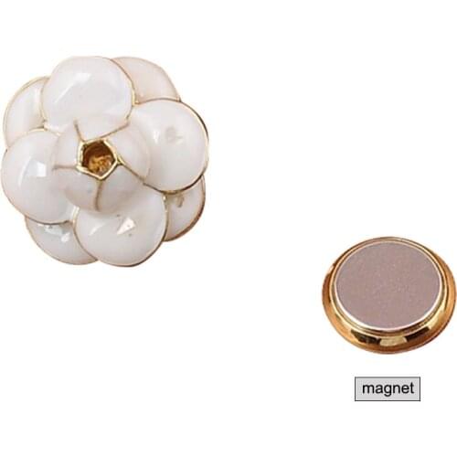 High Quality Strong Magnet Brooches for Women Retro Small Camellia Flower Scarf Hijab Clip Luxury Accessory No Hole Pins Jewelry