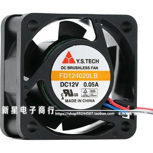 Y.S.TECH FD124020LB DC 12V 0.05A 3-wire 40x40x20mm Server Cooling Fan