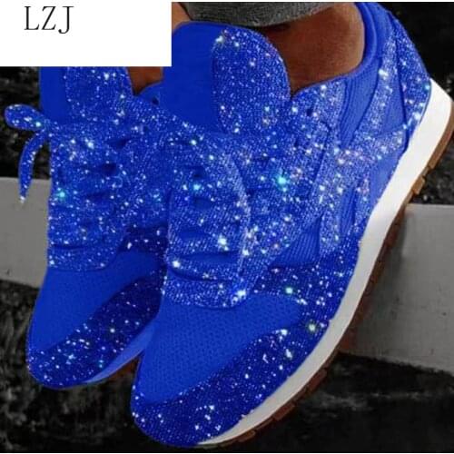 2019 Plus Size Woman Sneakers Shining Glitter Autumn Shoes Woman Platform Trainers Ladies silver Shoes Tenis Feminino Red Blue