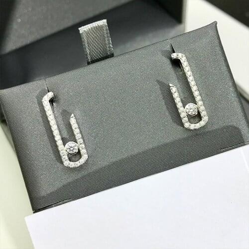 Pure 925 sterling silver high quality trend hot selling designer fashion jewelry women diamond earrings luxury wedding gift girl