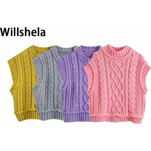 2021 New Women Knit Crop Sweater Vest sleeveless Warm Casual Fashion Cropped Knitted Woman Sweaters Pullover Tops