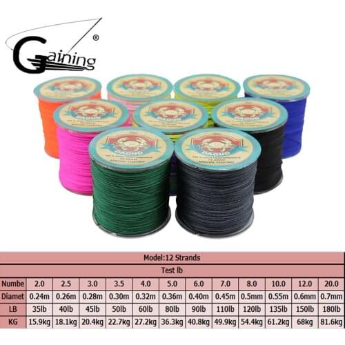 12 Strands 300M Braided Fishing Line Sea Fishing Multi Color Super Strong Japan Multifilament PE Braid Line 35LB-180LB DAOUD