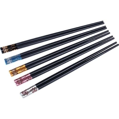2/5Pair Fashion Simple Japanese Chopsticks Alloy Non-Slip Chopsticks Sushi Chop Sticks Set Gift Stainless Steel Chopstick