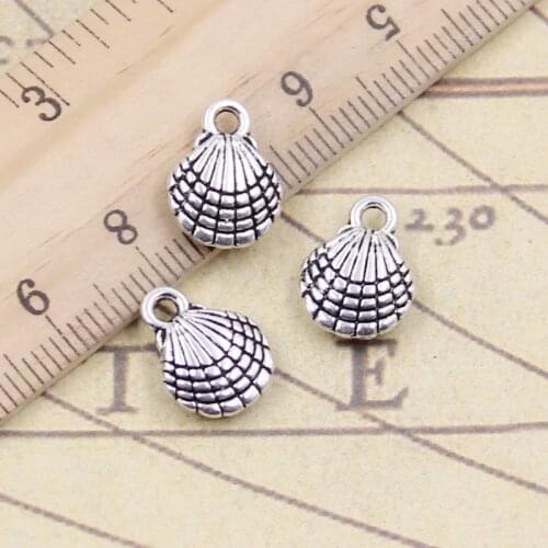 20pcs Charms Double Sided Shell 13x20mm Antique Silver Color Pendants Making DIY Handmade Jewelry Factory Wholesale
