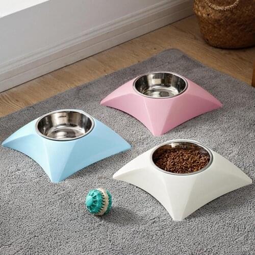 400ml Pet Dog Cat Food Plastic Stainless Steel Non-slip Wear-resistant Bowl Pet Products Dog Supplies Feeders