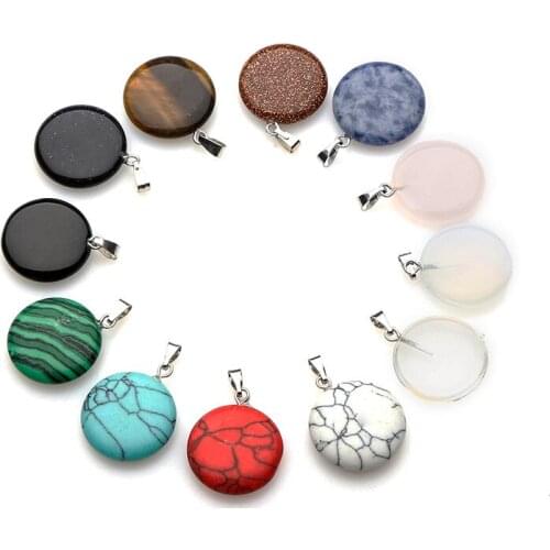 5Pcs 20mm Necklace Pendants Natural Semi-precious Stone Pendant Agate Rose Quartz Crystal 12 Colors For Your Choice Wholesale