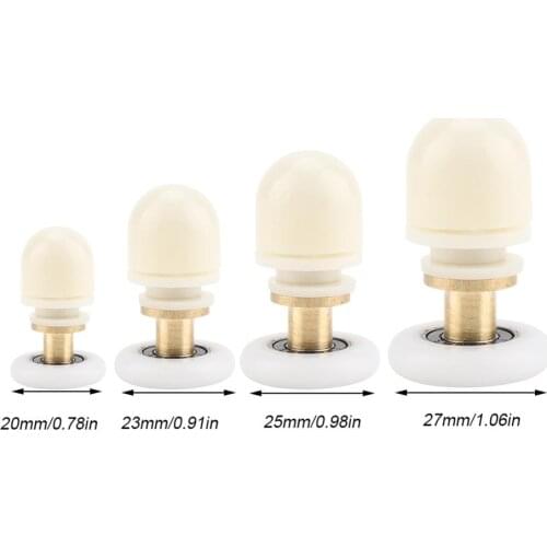 8Pcs/set Shower Door Roller Brass ABS Bathroom shower room cabins pulley Sliding Cabinet door Runner Wheels 20/23/25/27mm