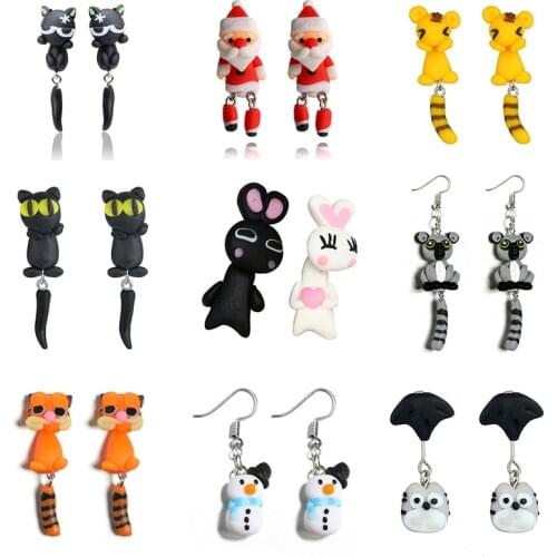 Anime My Neighbor TOTORO Earrings For Women Cute Animale Tiger Bunny Garfield Handmade Clay Ear Stud Girl Drop Earrings Jewelry