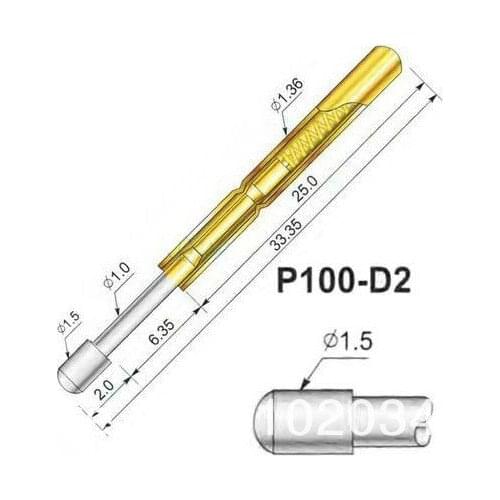 FREE SHIPPING 100PCS/LOT P100-D2 Dia 1.36mm 180g Spring Test Probe Pogo Pin