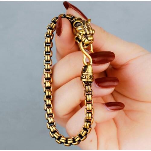 Tiger Animal Mens Womens Copper Bracelet Brass Bangle Vintage Punk Hip Hop For Couple Girl Boyfriend Jewelry Gift Wholesale