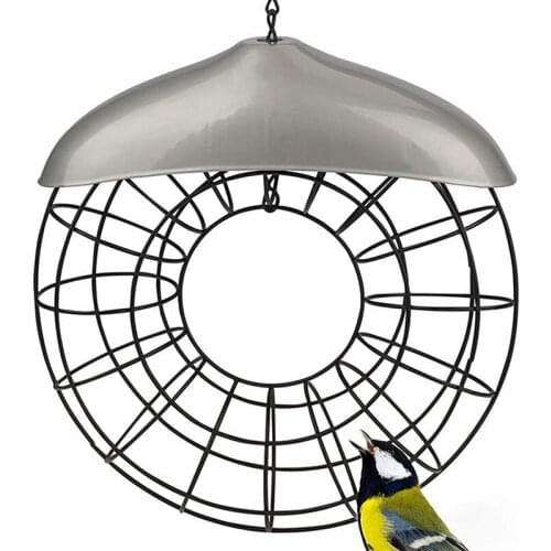 Bird Feeder Rain Proof Fat Ball Holder Round Wreath Metal Hanging Outdoor Windproof Bird Feeder With Large Food Ring