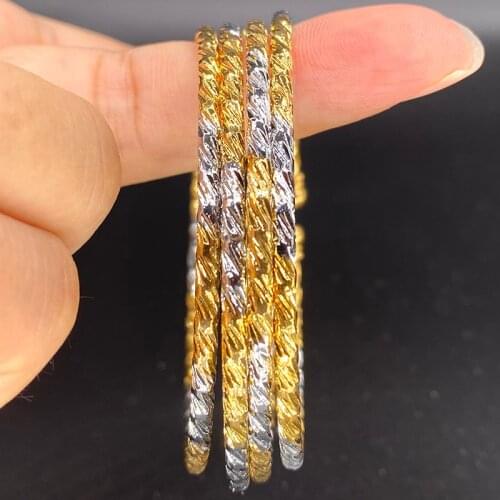 Two-tone Balls Hand Chain Dubai Bangles for Women Africa Silver White Indian Gold Bangles Bracelets Girls Wedding Jewelry Gift