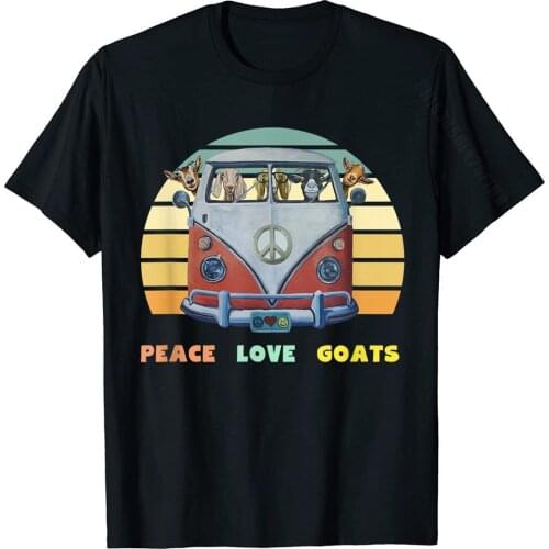 Hippie Van Goats, Peace Love Goats T-Shirt Cotton Tshirts For Men Printed Tops T Shirt New Design Custom