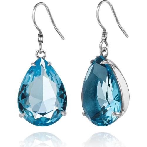 Gorgeous Women Jewelry Light Blue Drop Zircon Earrings for Wedding Engagement Party Earring Set Gifts