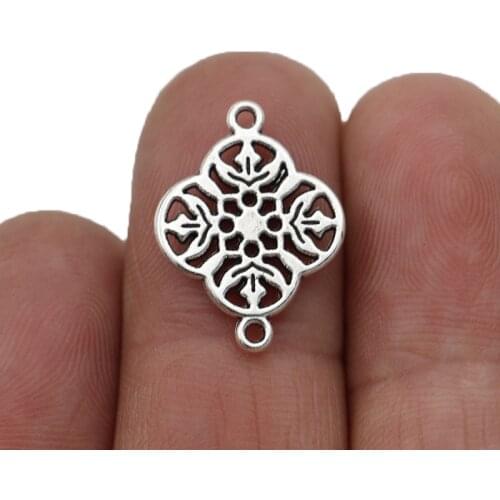 JAKONGO 20pcs Antique Silver Plated Clover Flower Connector for Jewelry Making Bracelet DIY Accessories 15mm