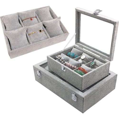 Ice gray Bracelet watch storage box display stand dust-proof glass transparent watch box display props Small pillow wholesale