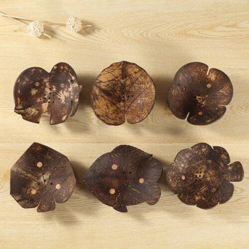 Creative soap dishes retro coconut soap holder natural wooden soap tray holder storage rack plate box container LX3144