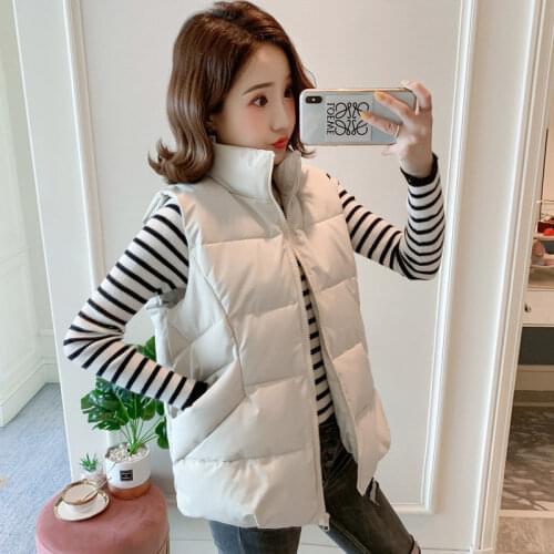 Jacket Vest down Cotton Womens Autumn Winter Loose Short Wadded Jacket StCollar Vest Jacket Chaleco Mujer