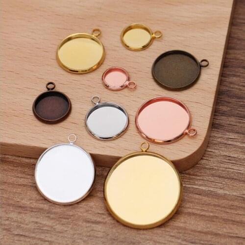 200pcs Copper plated 8-10-12-14-16-18-20-25mm single ring jewelry tray bezel blank pendant base cabochon settings