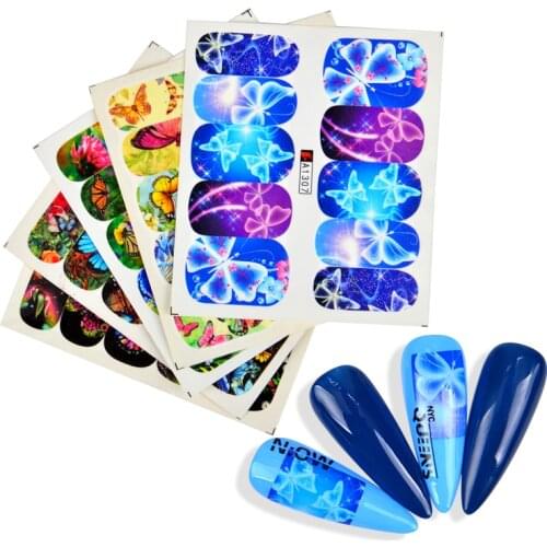 1 Sheet Nail Water Sticker DIY Butterfly Sliders Nail Art Paper Decoration Flower Insect Style Manicure Modeling Decals Tool