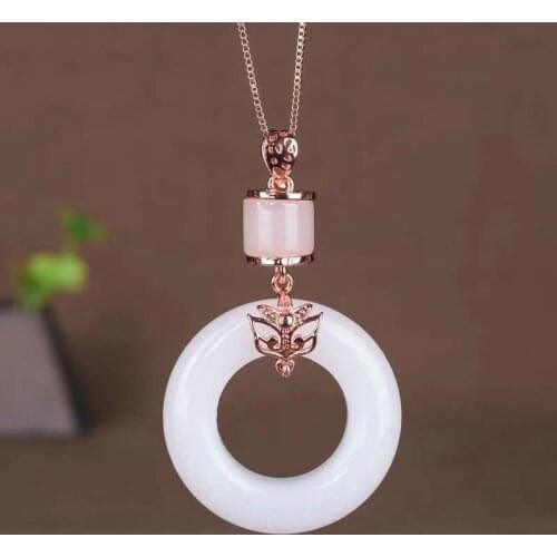 Natural jade hand-carved lucky jade women necklace pendant jade necklace 925 sterling silver necklace pendant jade jewelry