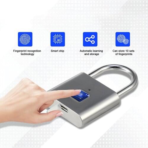 Keyless USB Charging Fingerprint Lock Smart Padlock Quickly Unlock For Cabinet Box Waterproof Fingerprint Padlock Smart Lock