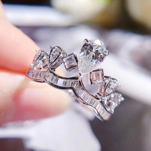 New Luxury Crown Rings Fashion Inlay Full Shiny Crystal Zircon Creative Wave Design Fine Jewelry For Women Wedding Engagement