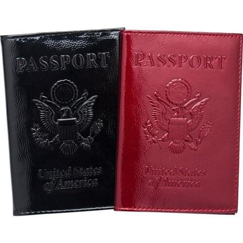 USA oil RED Double-headed eagle Genuine leather simple passport cover cases passport organizer personalized passport holder