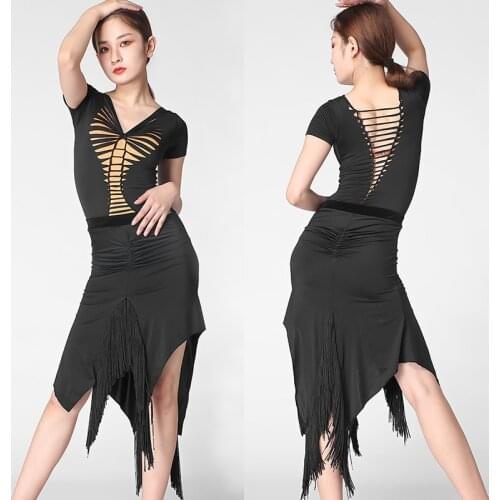 Latin Dance Dress Ladies Sexy Backless Tassel Professional Competition Clothes Tango Salsa Cha Cha Samba Rumba Wear DNV13702