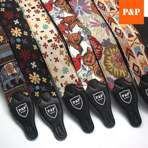 Guitar Strap Bass Strap Embroidered Cotton Thickening Widening Printing Personality Bass Strap