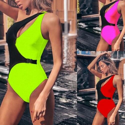 2019 Print One Piece Swimsuit Women Swimwear Deep V Monokini Bodysuit Backless Bathing Suit Beach Wear High Cut Swim Suit