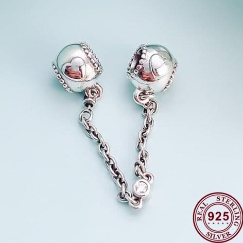 100% 925 Sterling Silver Silver Relief Love Safety Chain Fit Pandora Women Bracelet & Necklace Diy Jewelry