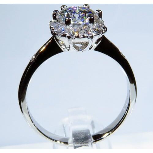 10K Au417 White Gold Women Ring Moissanite Diamonds 1 2 3 4 5 Carat Round Flower Cute Wedding Party Engagement Anniversary Ring