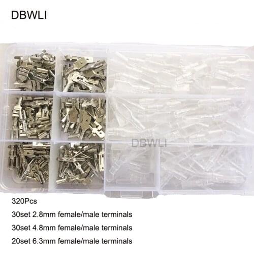 120/320Pcs /Set Insulated Wire Connector Electrical Wire Crimp Terminals 2.8/4.8/6.3mm Spade Connectors Assortment Kit