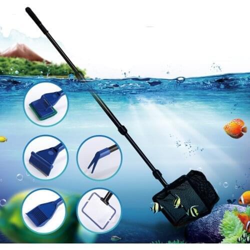 48 Sets 6 in 1 Aquarium Cleaning Tools Fish Tank Clean Kit Fish Net Gravel Rake Algae Scraper Fork Sponge Cleaner Wholesale K2