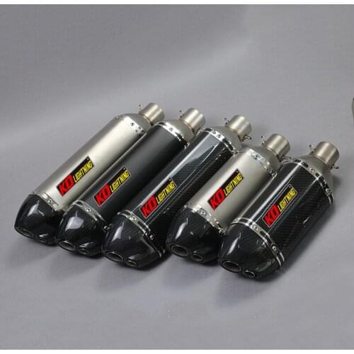 51mm Motorcycle Exhaust Dual Tail Pipe Without Muffler Stainless Steel Carbon Fiber 360/475mm Modified For ATV Street Bike