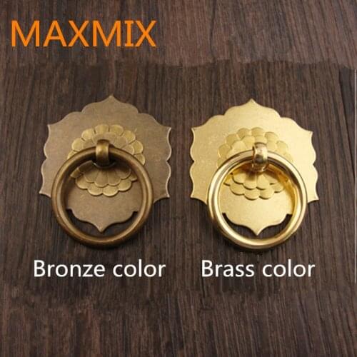 Antique bronze brass drawer knob backplate Brass pull ring hanging dressing table knob kitchen cupboard door handle wardrobe