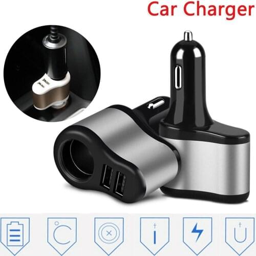 Electronic Cigarette Lighter Car Lighter Charger 12-24V Dual USB Car Charger with Cigarette Lighter Socket Power Adapter