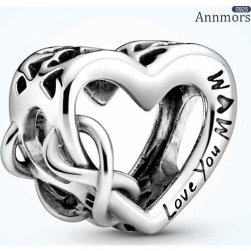 Hollow Love Charm 925 Sterling Silver Fits Pandora Charms Bracelets for Woman Girl Beads Gifts for Women Bracelet and Necklace