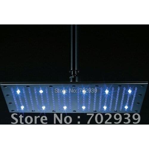 Free shipping Brass square LED shower head (40X20CM)
