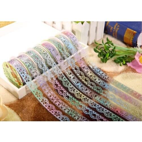 6 pcs/Lot Glittery lace tape Novelty decorative Masking tapes Washi tape DIY sticker scrapbooking tools Stationery 6904
