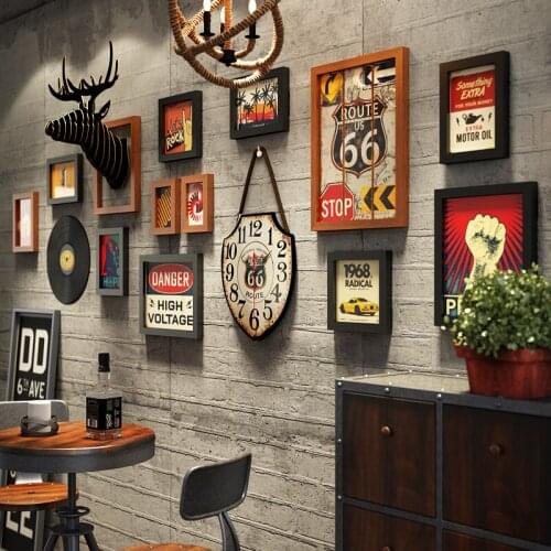 Wood Photo Picture Frames with Wall Clock Home Decor Vintage Room Wall Painting Art Decoration Wooden Poster Frame