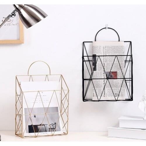 Magazine Holder Hanging Wall Mounted Newspaper Periodical Book Document File Organizer Basket Metal Shelf Storage Container