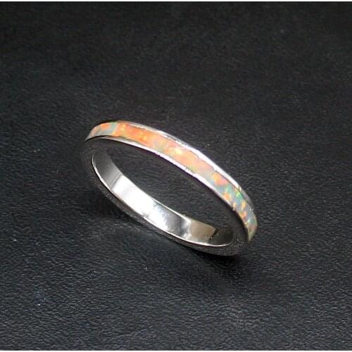 Hermosa Gushing Rainbow Australia Opal Genuine 925 Silver Band Ring Wedding Engagement Gifts for Women Size 8# 20214355