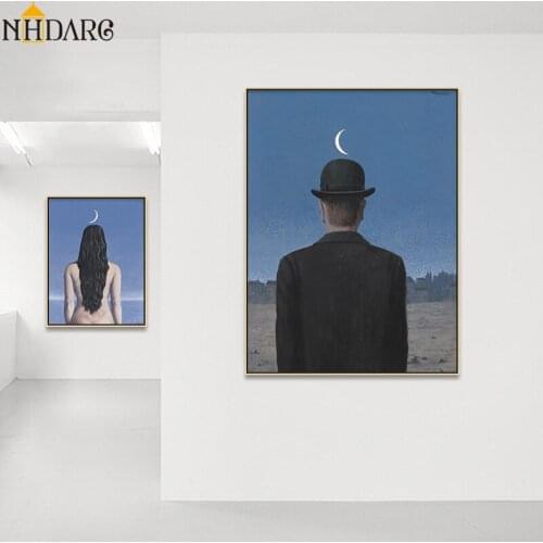 Artist Magritte Surrealism Classic Artwork Reproduction Posters and Prints Canvas Art Painting Wall Pictures for Home Decoration