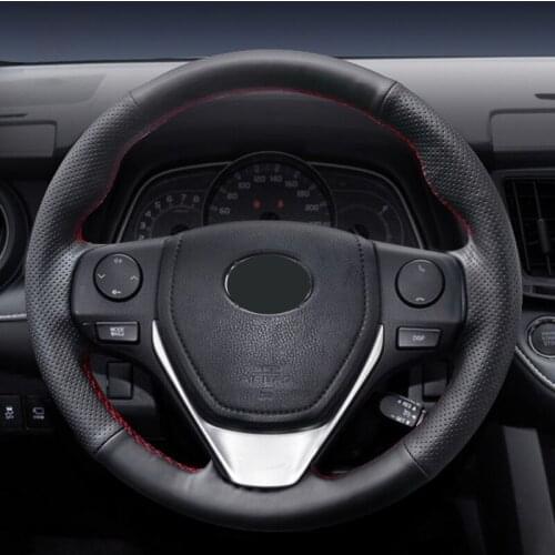 Hand stitch leather steering wheel cover Anti-slip Soft Breathable For Toyota Highlander Carola Camry Levin REIZ RAV4