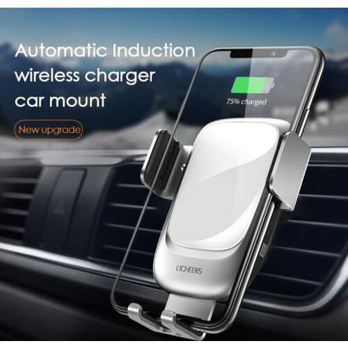 Licheers 10W Wireless Car Charger For iPhone XS XR Samsung S9/S8 Fast Charging Phone Holder Mount in Car Quick Wireless Charging
